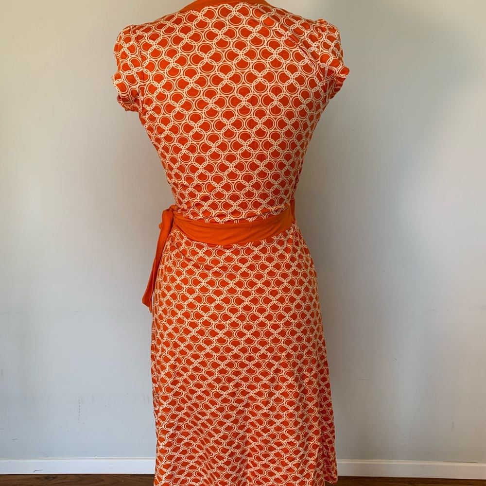 H&M Wrap Dress in Orange with white circles. - Picture 3 of 4